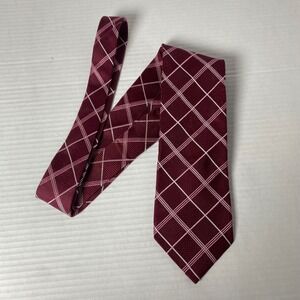 Jos A Bank Burgundy Geometric‎ Diamond Mens Tie Classic Business Workwear Dressy